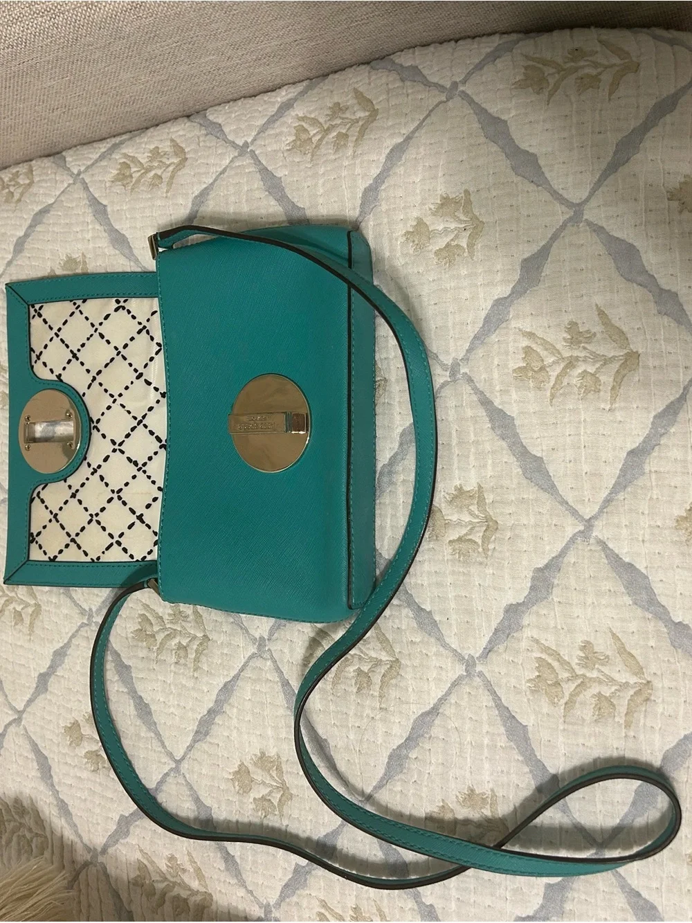 kate spade Teal Crossbody with silver tone Turn Lock